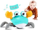 Green Crawling Crab Baby Toy - Infant Tummy Time Toys - Learning Crawl 9-12 12-18 Walking Toddler 36 Months Old Music Development 1st Birthday Gifts