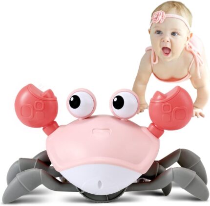 Pink control future Baby Girl Toys Tummy Time: Pink Crawling Crab Babies Montessori Toy Learning 36 Months 3 Year Old Birthday Infant Girls Valentines Day Gifts Stuff 0 1 2 Essentials