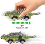Dinosaur Toy Pull Back Cars - 6 Pack with T-Rex for Kids Age 3+