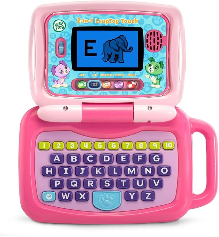 Pink LeapFrog 2-in-1 LeapTop Touch in Green and Pink - Educational Laptop & Tablet for Kids