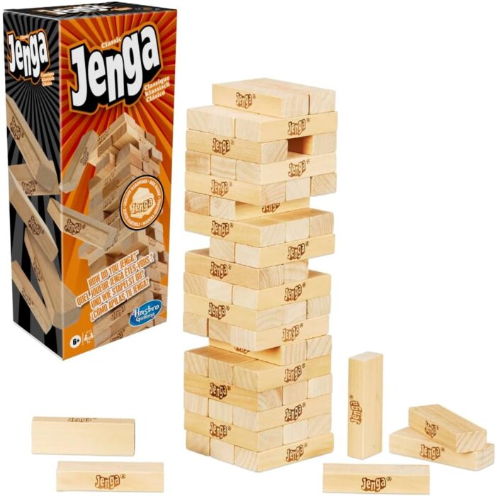 Jenga Classic Game - Hasbro Gaming with Genuine Hardwood Blocks for Ages 6 and Up