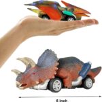 Dinosaur Toy Pull Back Cars - 6 Pack with T-Rex for Kids Age 3+
