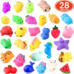 28 Pack Mochi Squishy Toys - Kawaii Cat Squishies and Slow Rising Animals for Stress Relief and Party Favors