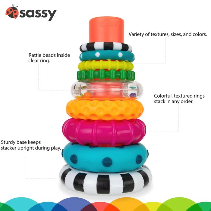 Sassy Stacks of Circles Stacking Ring STEM Learning Toy for Babies