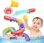 Toddler Bath Toys - Mold Free Bathtub Toys with DIY Slippery Slide Track and Suction Cups