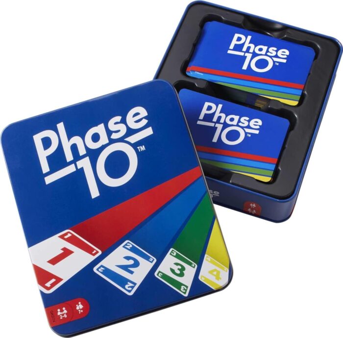 Phase 10 Card Game by Mattel - Challenging Rummy-Style Fun in a Storage Tin