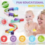 Toddler Bath Toys - Mold Free Bathtub Toys with DIY Slippery Slide Track and Suction Cups