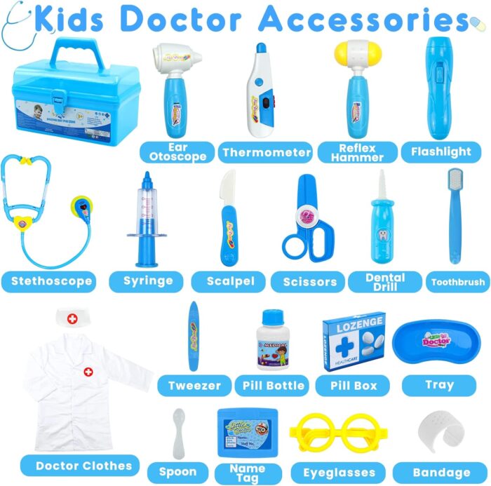 Doctor Kit for Toddlers - Pretend Play Set with Stethoscope and Medical Tools for Kids 2-5 Years