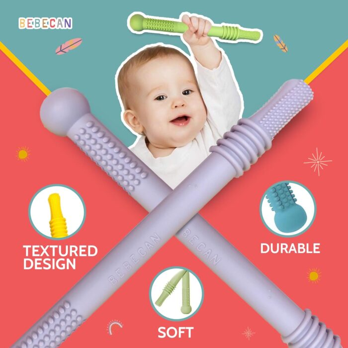 Teething Sticks for Babies 0-36 Months - Super Soft Silicone Teethers in 6 Vibrant Colors