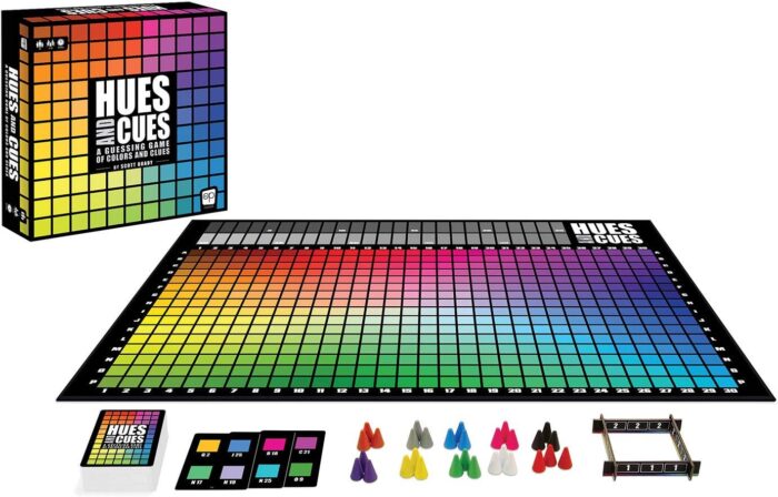 HUES and CUES - Vibrant Color Guessing Board Game with 480 Color Squares for 3-10 Players