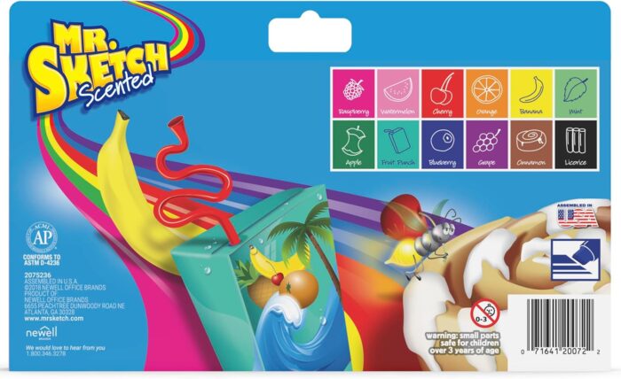 Mr. Sketch Scented Markers, Chisel Tip, Assorted Colors, 12 Count