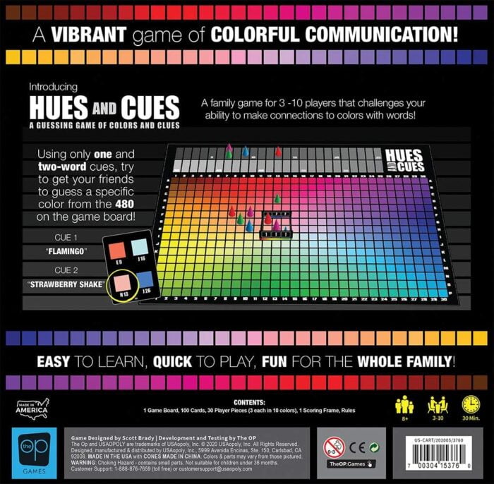 HUES and CUES - Vibrant Color Guessing Board Game with 480 Color Squares for 3-10 Players