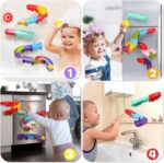 Toddler Bath Toys - Mold Free Bathtub Toys with DIY Slippery Slide Track and Suction Cups