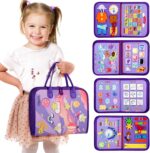 Toddler's Busy Book - Montessori Busy Board with Educational Activities for Ages 1-3, Available in Blue, Green, Pink, Purple