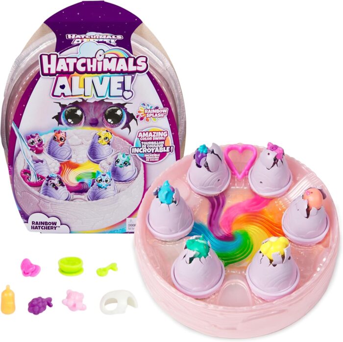 Hatchimals Alive Rainbow Hatchery Toy with 6 Mini Figures and Accessories