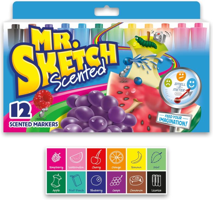 Mr. Sketch Scented Markers, Chisel Tip, Assorted Colors, 12 Count