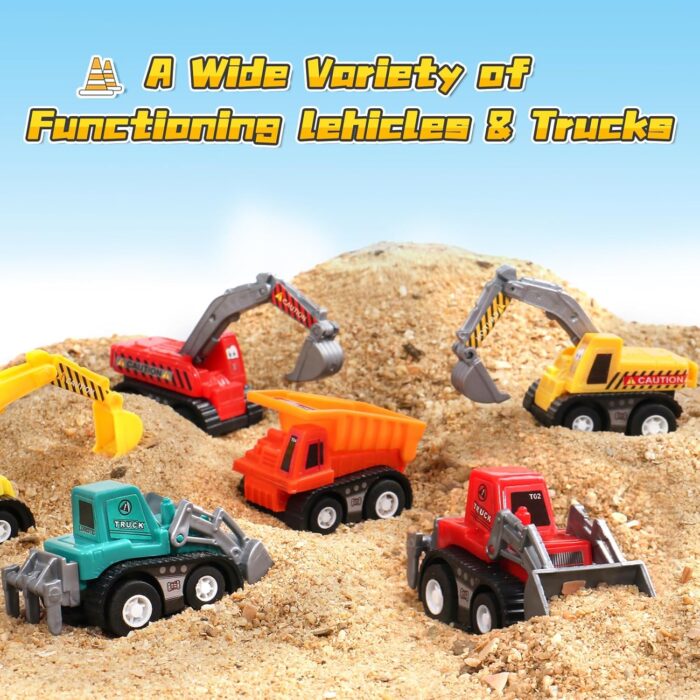 Construction Toy Cars set - Mini Pull Back Vehicles for 3-5 Year Olds