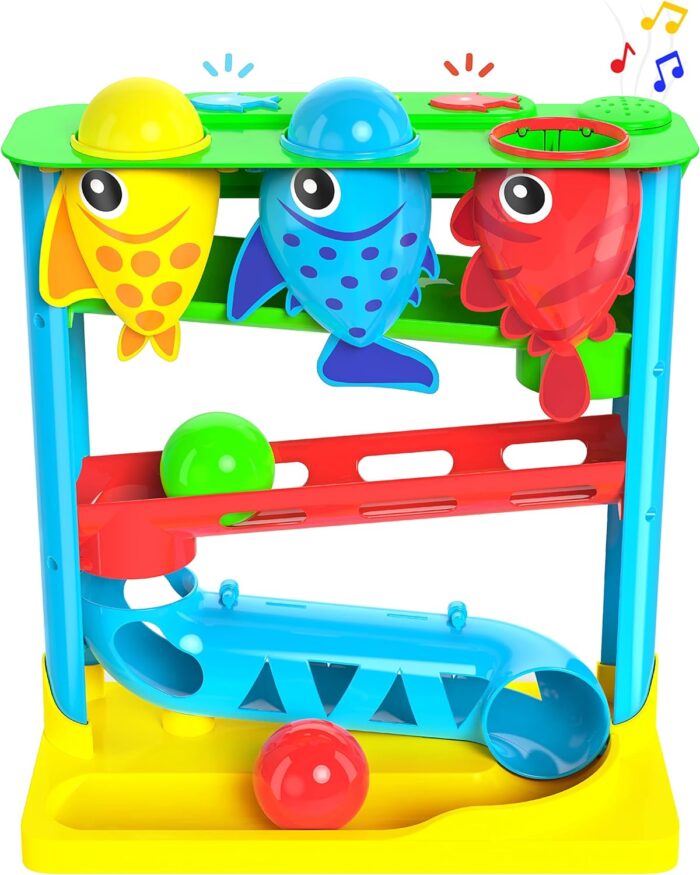 Blue/Red Feed The Fish Interactive Baby Toy - Perfect Gift for 1-Year-Olds