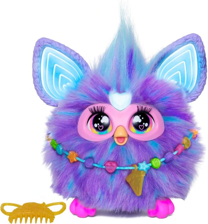 Interactive Furby PURPLE Plush Toy with 15 Fashion Accessories, Purple and Coral