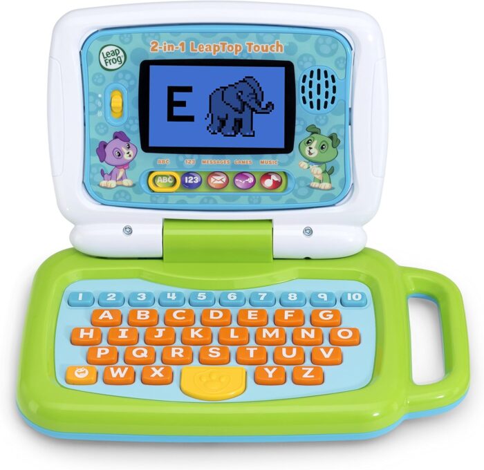 Green LeapFrog 2-in-1 LeapTop Touch in Green and Pink - Educational Laptop & Tablet for Kids