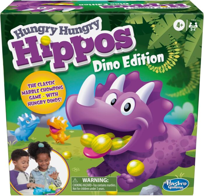 Hasbro Gaming Hungry Hungry Hippos Dino Edition Board Game for Kids Ages 4 and Up - Pre-School Game for 2 to 4 Players