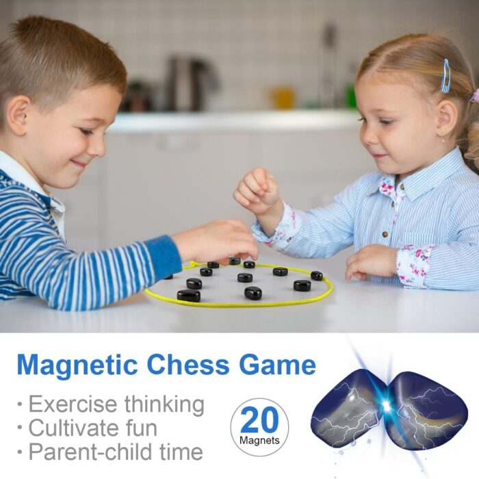 Magnetic Chess Game with Stones and Rocks - Puzzle Strategy Game for Kids and Adults | Travel-Friendly Magnet Chess Set